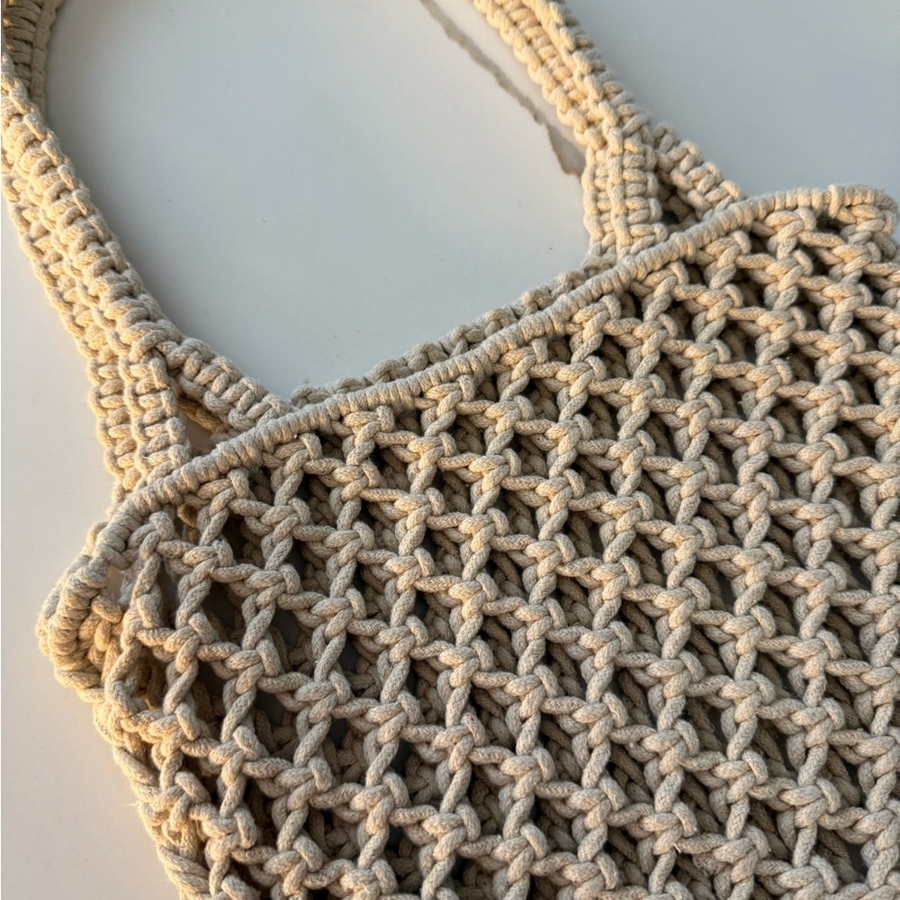 LOFT Handcrafted Cream Tote Bag